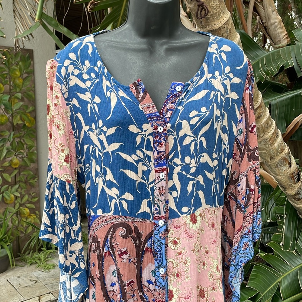 Umgee bohemian patchwork, statement, sleeves, asy… - image 2